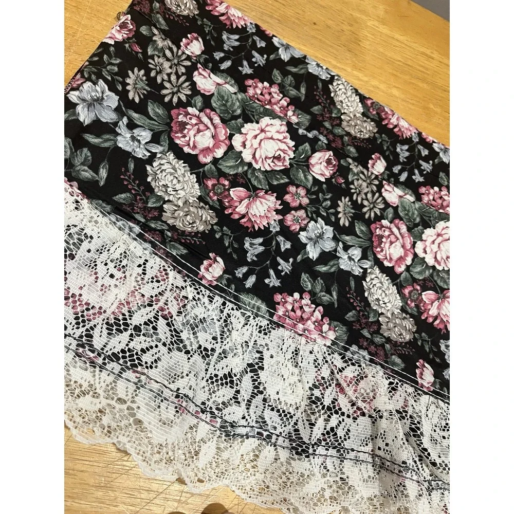 Vtg Rose Pink‎ Black Lace Valance 58x16